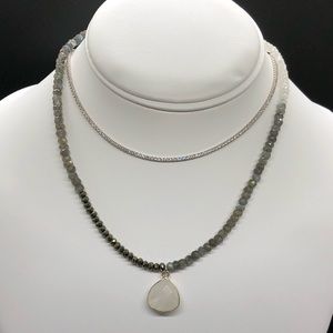 Genuine Moonstone, Labradorite and Pyrite Choker